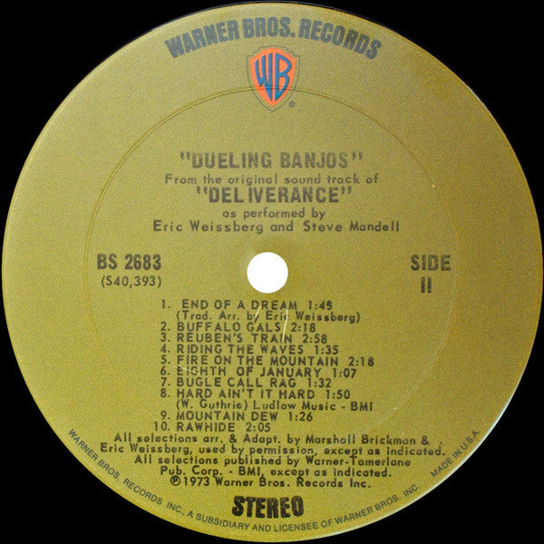 Eric Weissberg And Steve Mandell - Dueling Banjos From The Original Motion Picture Soundtrack Deliverance And Additional Music - LP