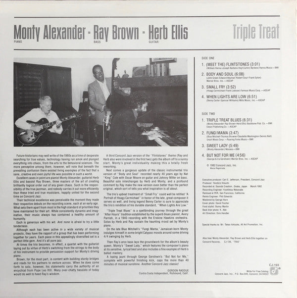 Monty Alexander ▪ Ray Brown ▪ Herb Ellis - Triple Treat - LP