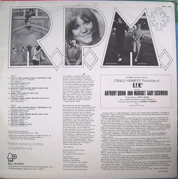 Barry DeVorzon* & Perry Botkin, Jr.* - R.P.M. (The Original Motion Picture Soundtrack) - LP