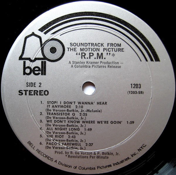 Barry DeVorzon* & Perry Botkin, Jr.* - R.P.M. (The Original Motion Picture Soundtrack) - LP