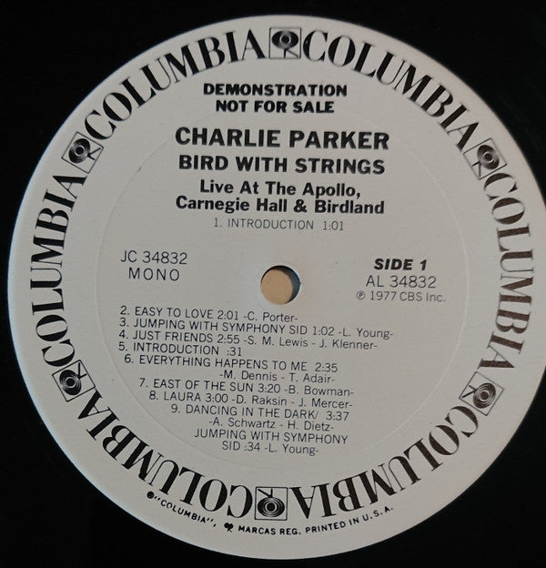 Charlie Parker - Bird With Strings (Live At The Apollo, Carnegie Hall & Birdland) - LP