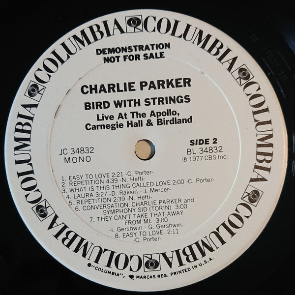 Charlie Parker - Bird With Strings (Live At The Apollo, Carnegie Hall & Birdland) - LP
