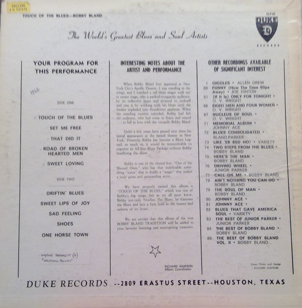 Bobby Bland - Touch Of The Blues - LP