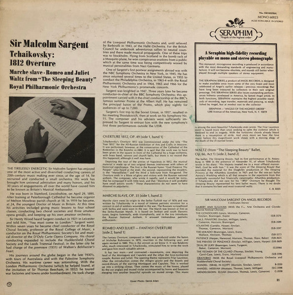 Tchaikovsky* / Sir Malcolm Sargent, Royal Philharmonic Orchestra - 1812 Overture - Marche Slave - Romeo And Juliet - Waltz From "Sleeping Beauty" - LP