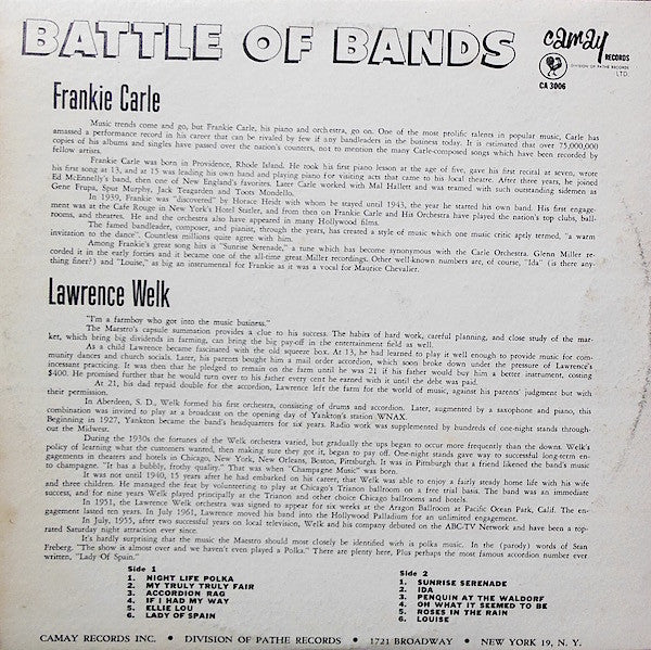 Lawrence Welk, Frankie Carle - Battle Of Bands - LP