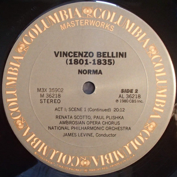 Vincenzo Bellini, Renata Scotto, The Ambrosian Opera Chorus, National Philharmonic Orchestra, James Levine , Tatiana Troyanos, Paul Plishka, Giuseppe Giacomini - Norma - LP