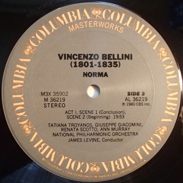Vincenzo Bellini, Renata Scotto, The Ambrosian Opera Chorus, National Philharmonic Orchestra, James Levine , Tatiana Troyanos, Paul Plishka, Giuseppe Giacomini - Norma - LP