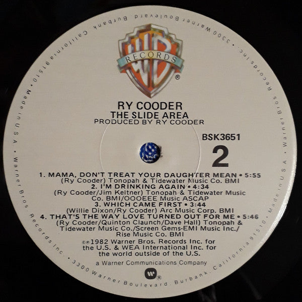 Ry Cooder - The Slide Area - LP