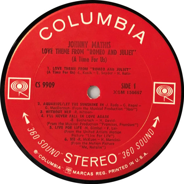 Johnny Mathis - Love Theme From "Romeo And Juliet" (A Time For Us) - LP