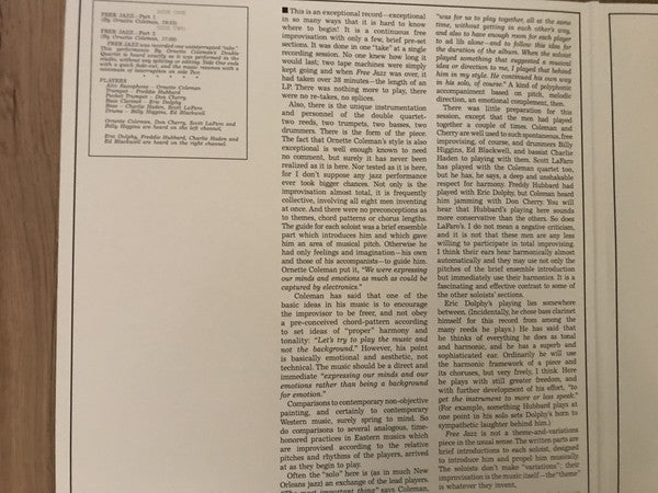 The Ornette Coleman Double Quartet - Free Jazz - LP