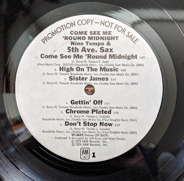 Nino Tempo & 5th Ave. Sax - Come See Me 'Round Midnight - LP
