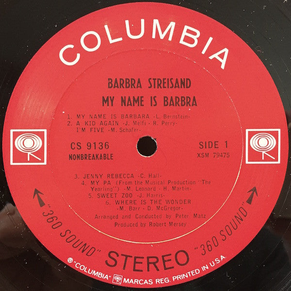 Barbra Streisand - My Name Is Barbra - LP