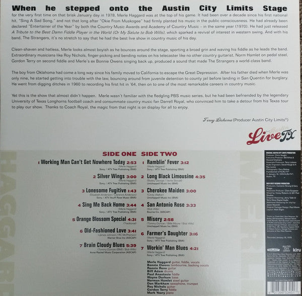 Merle Haggard - Live From Austin TX (1978) - LP