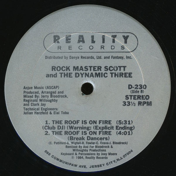 Rock Master Scott And The Dynamic Three - Request Line / The Roof Is On Fire - LP