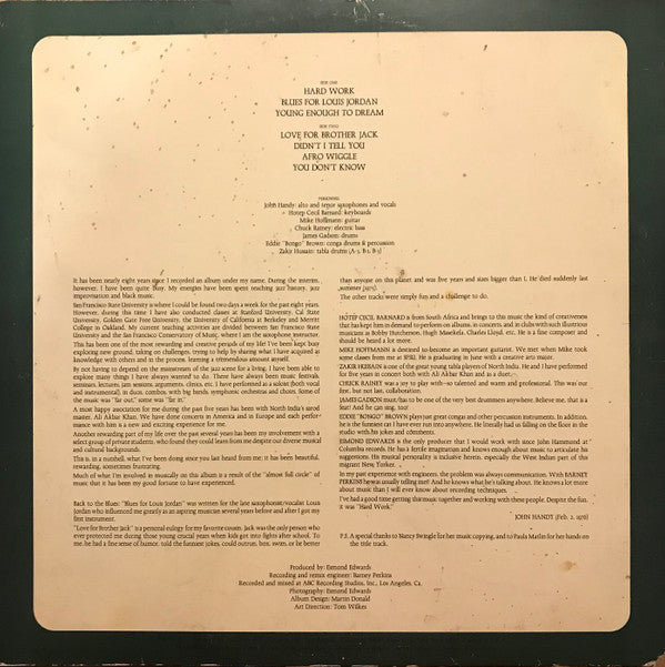 John Handy - Hard Work - LP