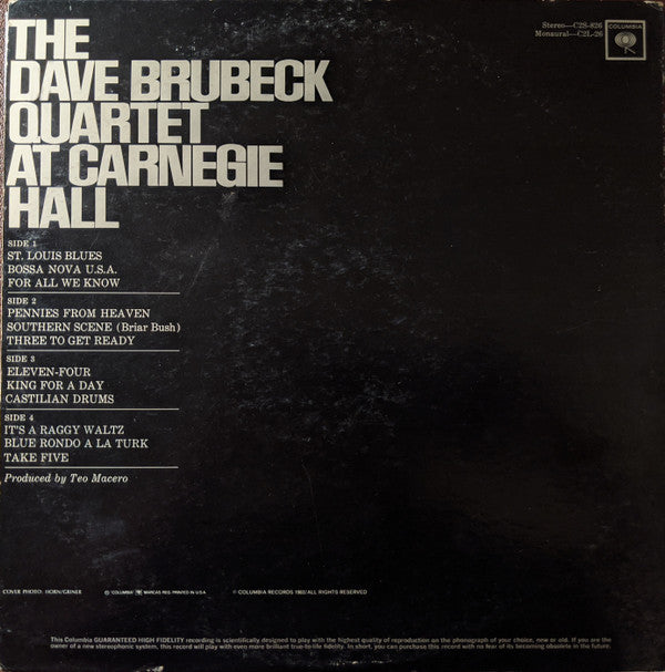 The Dave Brubeck Quartet - At Carnegie Hall - LP