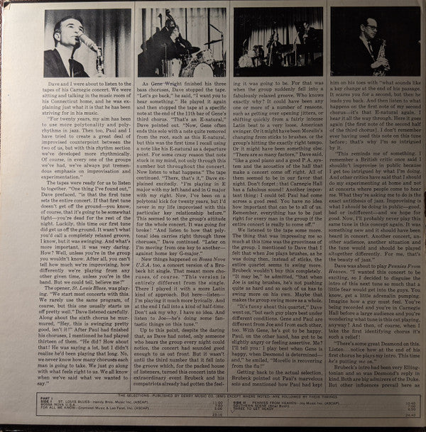 The Dave Brubeck Quartet - At Carnegie Hall - LP