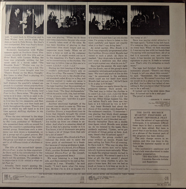 The Dave Brubeck Quartet - At Carnegie Hall - LP