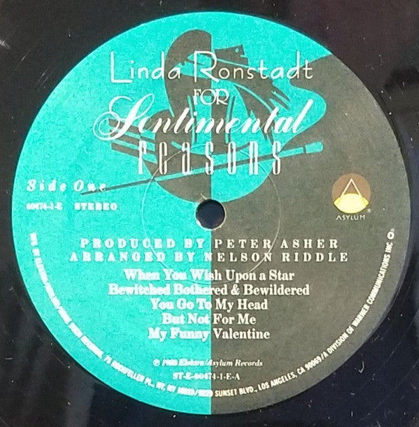 Linda Ronstadt With Nelson Riddle & His Orchestra* - For Sentimental Reasons - LP