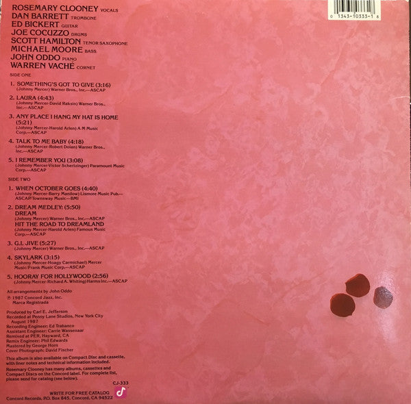 Rosemary Clooney - Rosemary Clooney Sings The Lyrics Of Johnny Mercer - LP