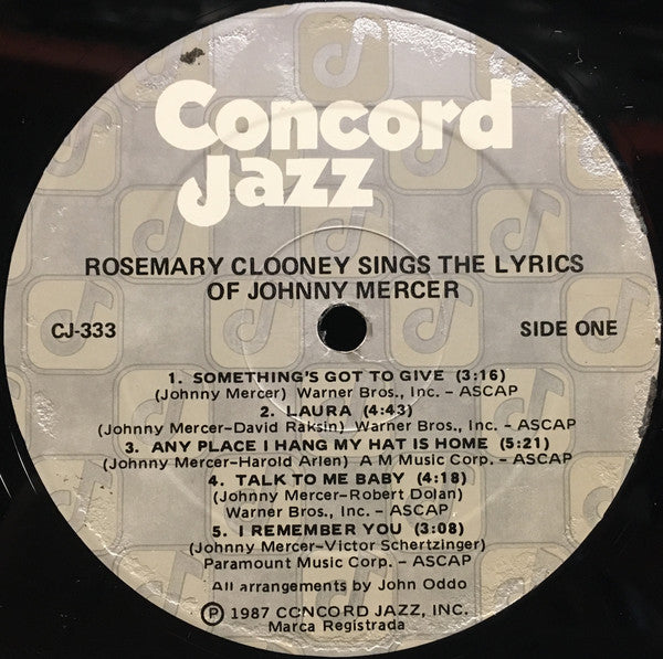 Rosemary Clooney - Rosemary Clooney Sings The Lyrics Of Johnny Mercer - LP