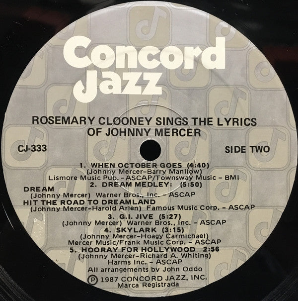 Rosemary Clooney - Rosemary Clooney Sings The Lyrics Of Johnny Mercer - LP