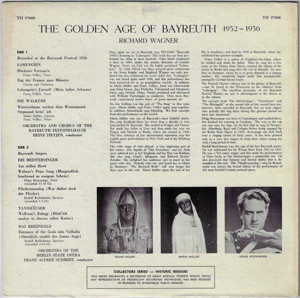 Franz Völker · Helge Roswaenge, Maria Müller · Rudolf Bockelmann - The Golden Age Of Bayreuth 1932-1936 - LP