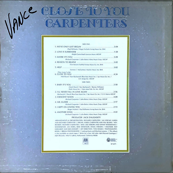 Carpenters - Close To You - LP