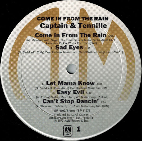 Captain & Tennille* - Come In From The Rain - LP