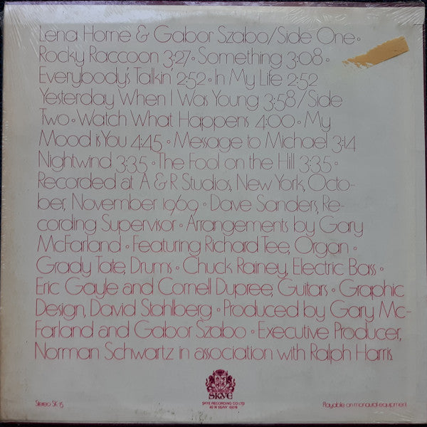 Lena Horne & Gabor Szabo - Lena & Gabor - LP