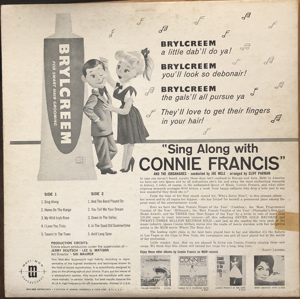 Connie Francis - Sing Along With Connie Francis - LP