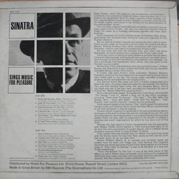 Frank Sinatra - Sinatra Sings Music For Pleasure - LP