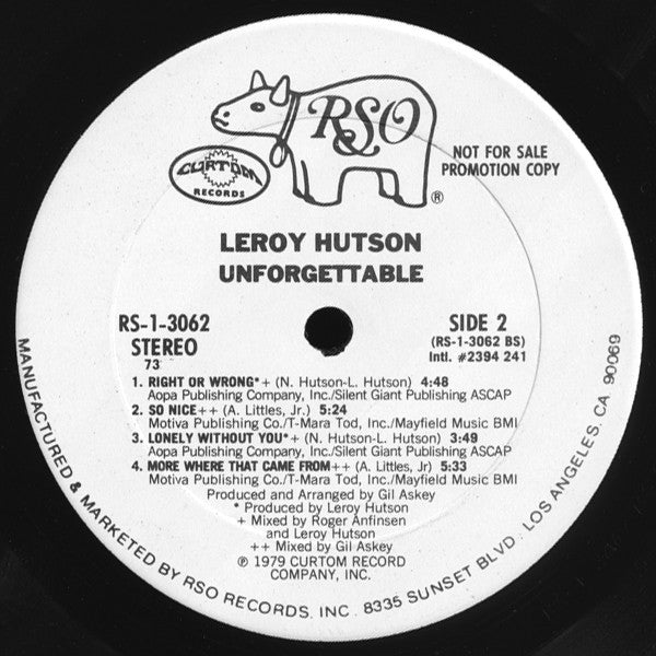 Leroy Hutson - Unforgettable - LP