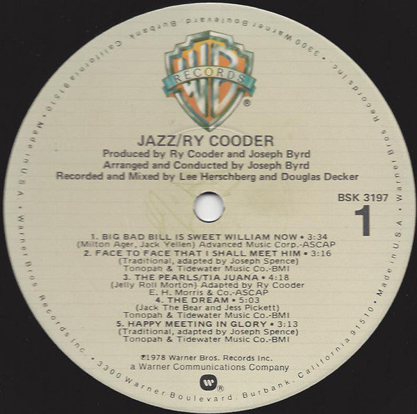 Ry Cooder - Jazz - LP