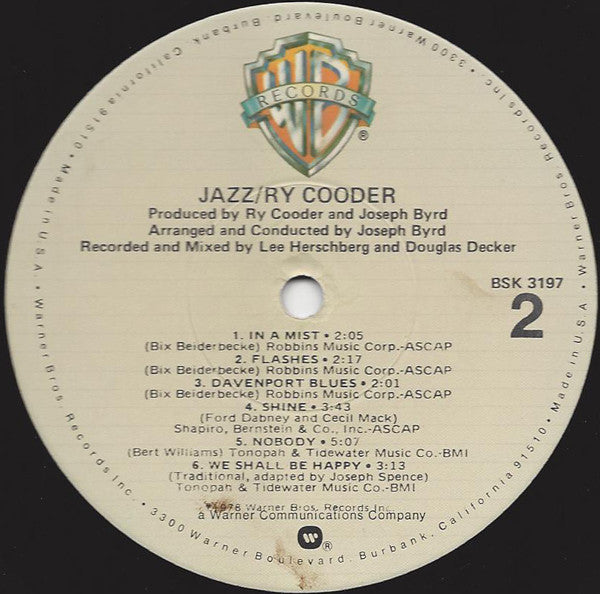 Ry Cooder - Jazz - LP