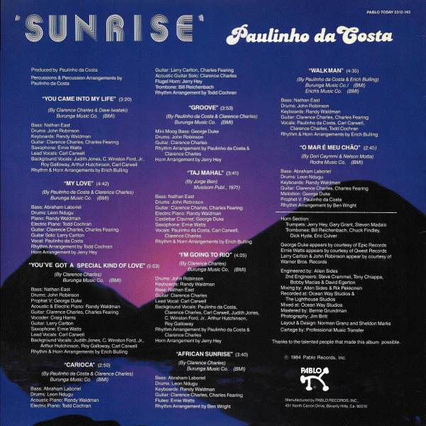 Paulinho Da Costa - Sunrise - LP