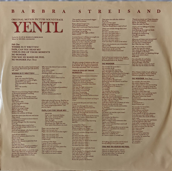Barbra Streisand - Yentl - Original Motion Picture Soundtrack - LP