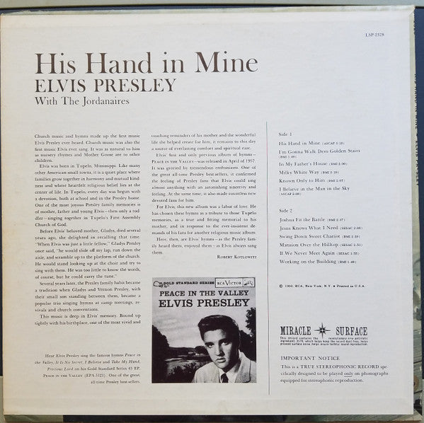 Elvis Presley - His Hand In Mine - LP