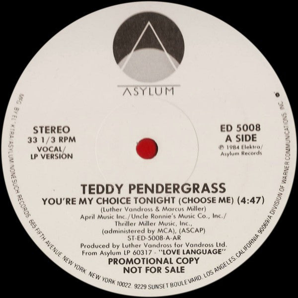 Teddy Pendergrass - You're My Choice Tonight (Choose Me) - LP