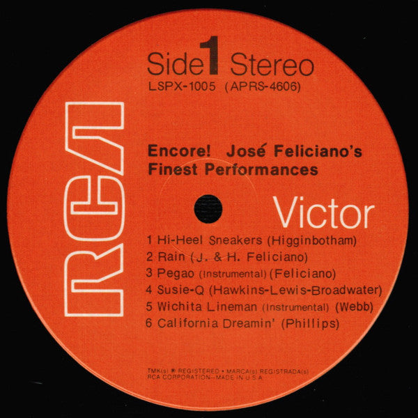 José Feliciano - Encore! José Feliciano's Finest Performances - LP