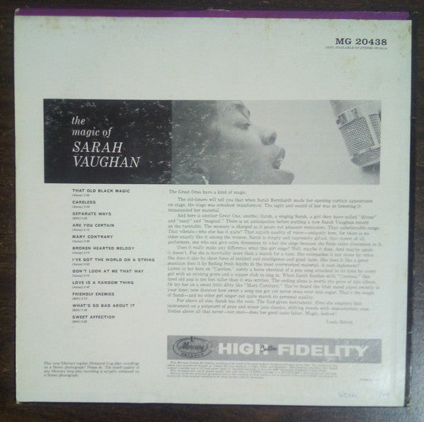 Sarah Vaughan - The Magic Of Sarah Vaughan - LP