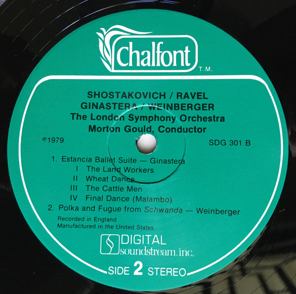Shostakovich* / Ravel* / Ginastera* / Weinberger* - Morton Gould, London Symphony Orchestra - Festive Overture / Bolero / Estancia Ballet Suite (Complete) / Polka And Fugue From "Schwanda" - LP