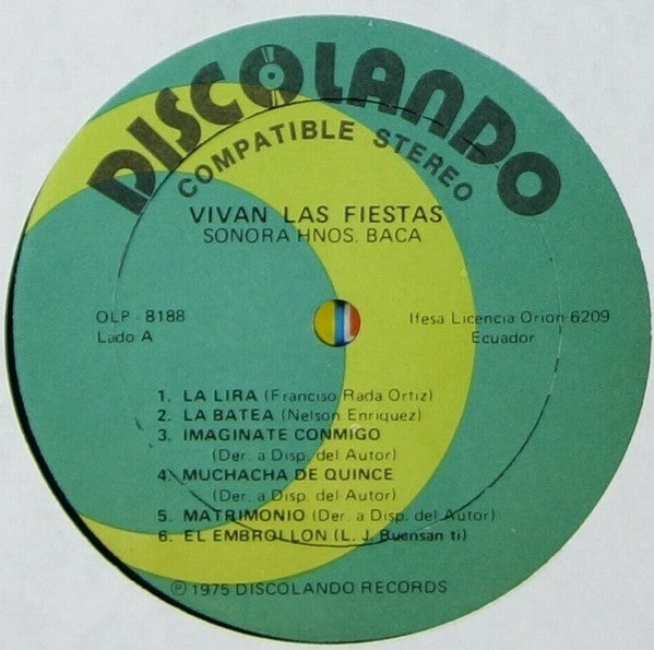 Sonora Hnos. Baca* - Vivan Las Fiestas - LP