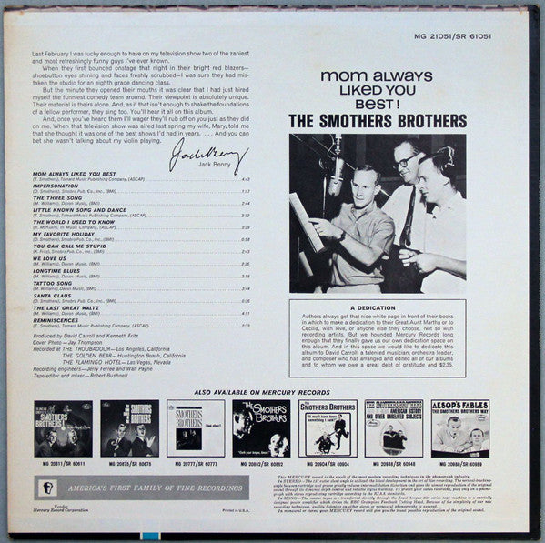 The Smothers Brothers* - Mom Always Liked You Best! - LP