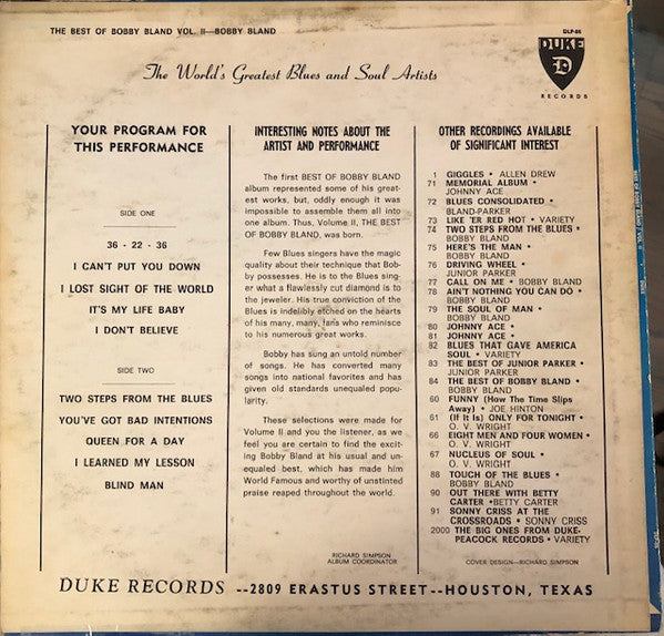 Bobby Bland - Best Of Bobby Bland Vol. II