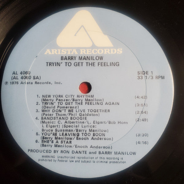 Barry Manilow - Tryin' To Get The Feeling - LP