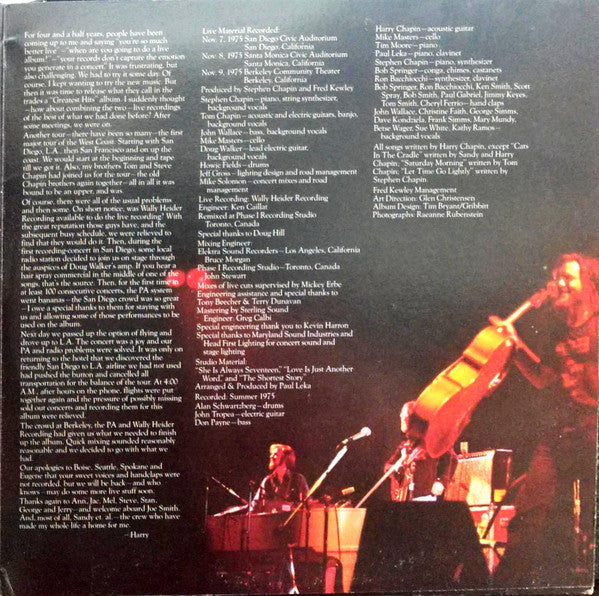 Harry Chapin - Greatest Stories - Live - LP