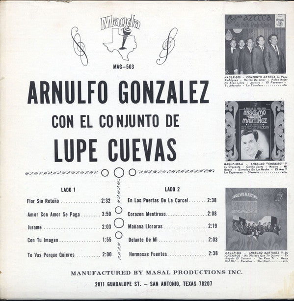 Arnulfo González Con El Conjunto De Lupe Cuevas* - Arnulfo González Con El Conjunto De Lupe Cuevas - LP