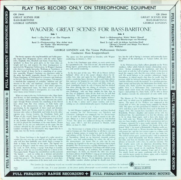 George London , Wagner* With The Vienna Philharmonic Orchestra* Conducted By Hans Knappertsbusch - Great Scenes For Bass-Baritone - LP