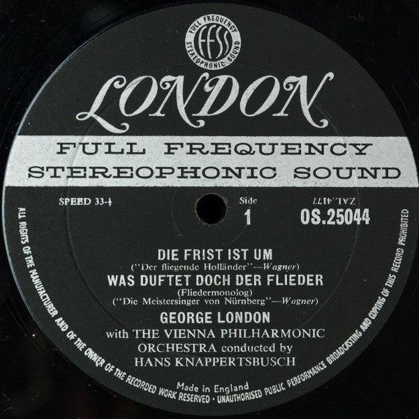 George London , Wagner* With The Vienna Philharmonic Orchestra* Conducted By Hans Knappertsbusch - Great Scenes For Bass-Baritone - LP